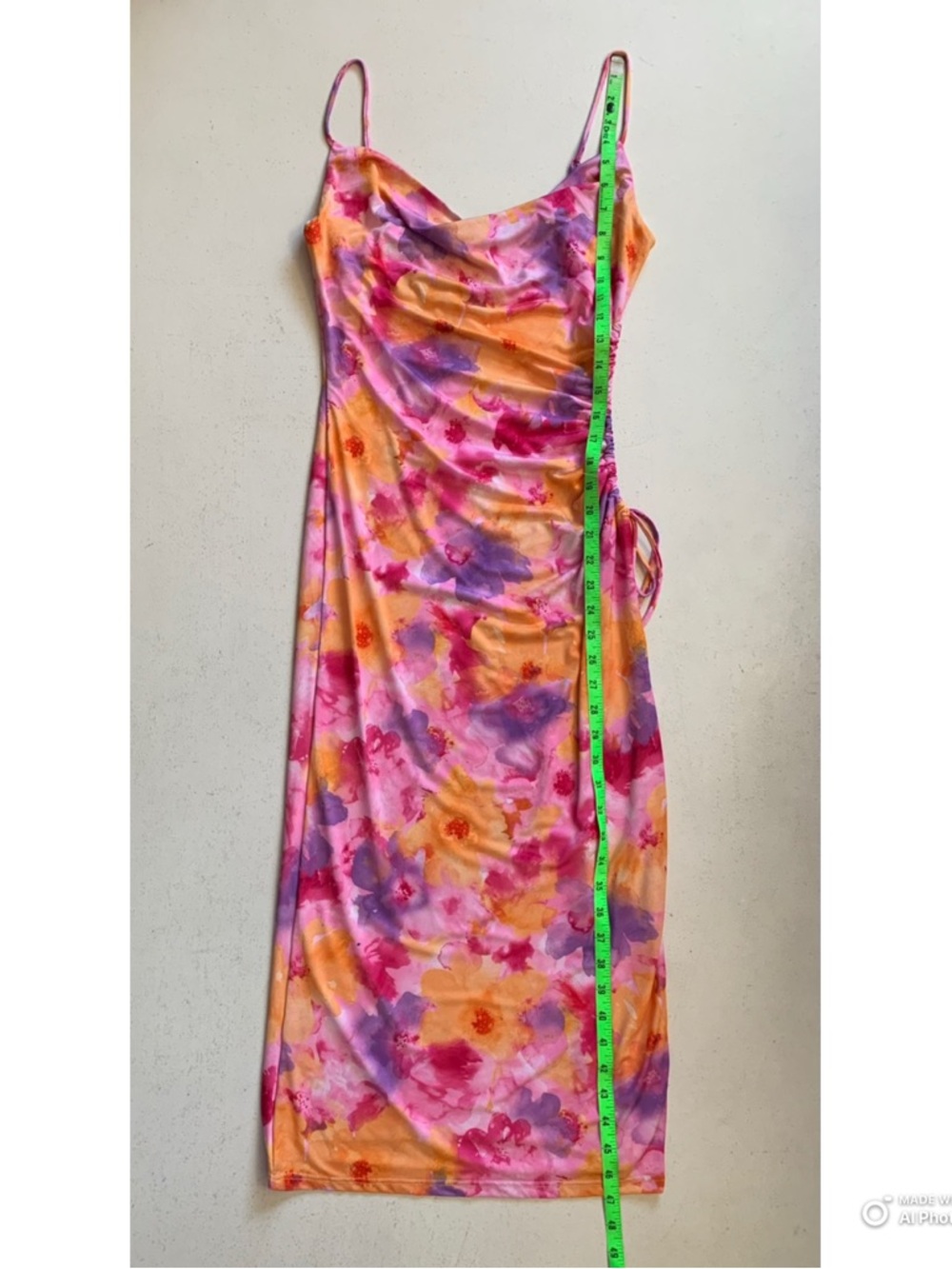 Floral Tie-Dye Cutout Slip Midi Dress - Pink & Purple - Picture 16 of 16